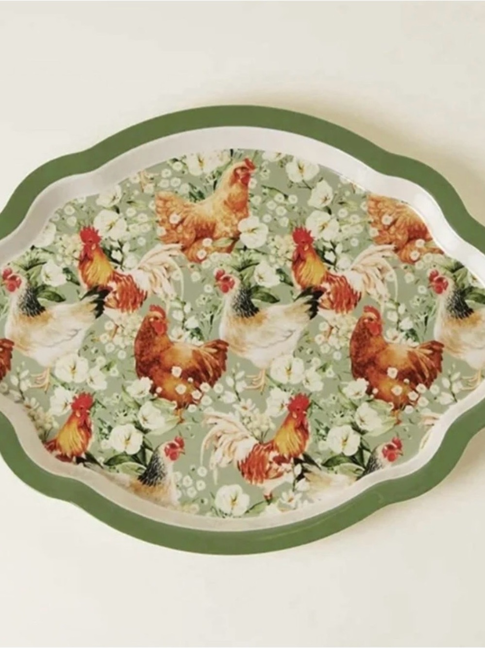 Posh Peanut-Country-Farmhouse-Gift Set: Dessert Platter-Rooster-Vintage Floral